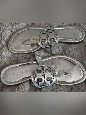 Tory Burch Metallic Silver Miller Sandals